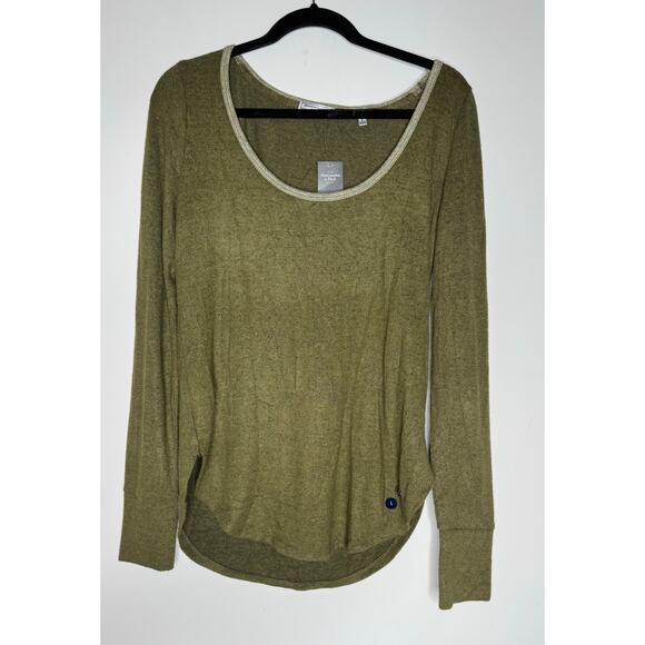 Abercrombie Fitch Size Large Olive Green Long Sleeve Top Blouse MRSP $30 New NWT - Picture 1 of 5